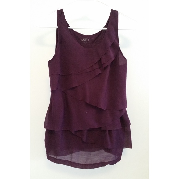 Ann Taylor LOFT Asymmetrical Ruffle Shell - Picture 1 of 4